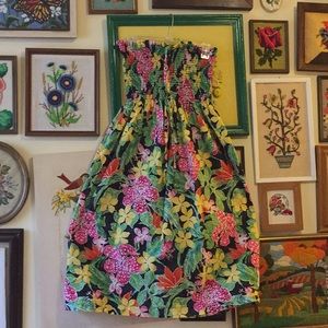 Vintage Hawaiian Print Halter Tube Dress
